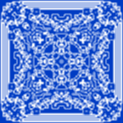 The blue and white shape with a custom smoothing algorithm applied.